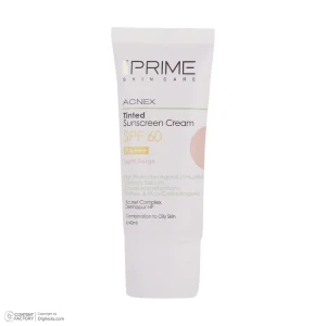 کرم ضد آفتاب SPF60 رنگی Light Beige پوست چرب و مختلف پرایم (بژ طبیعی)