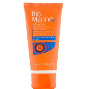 کرم ضد آفتاب رطوبت رسان بی رنگ بایو مارین با SPF50 مناسب پوست خشک حجم 50 میلی لیتر